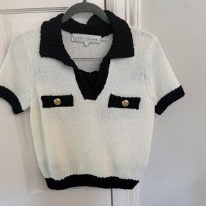 Endless Rose Black and White Polo Top